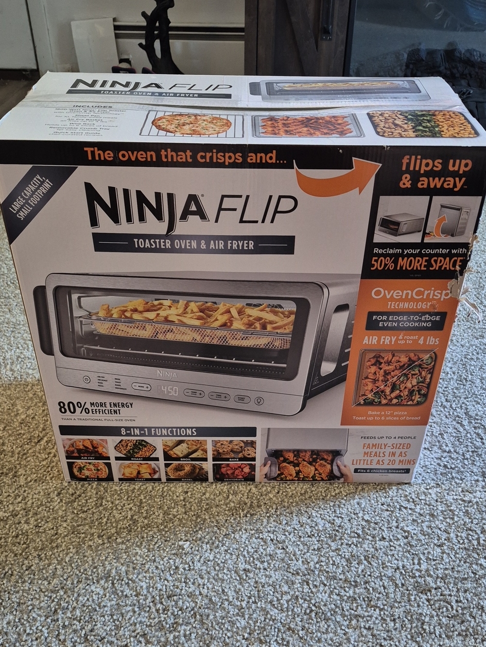 Ninja Flip Toaster Oven & Air Fryer - Silver with Black and Orange Accents